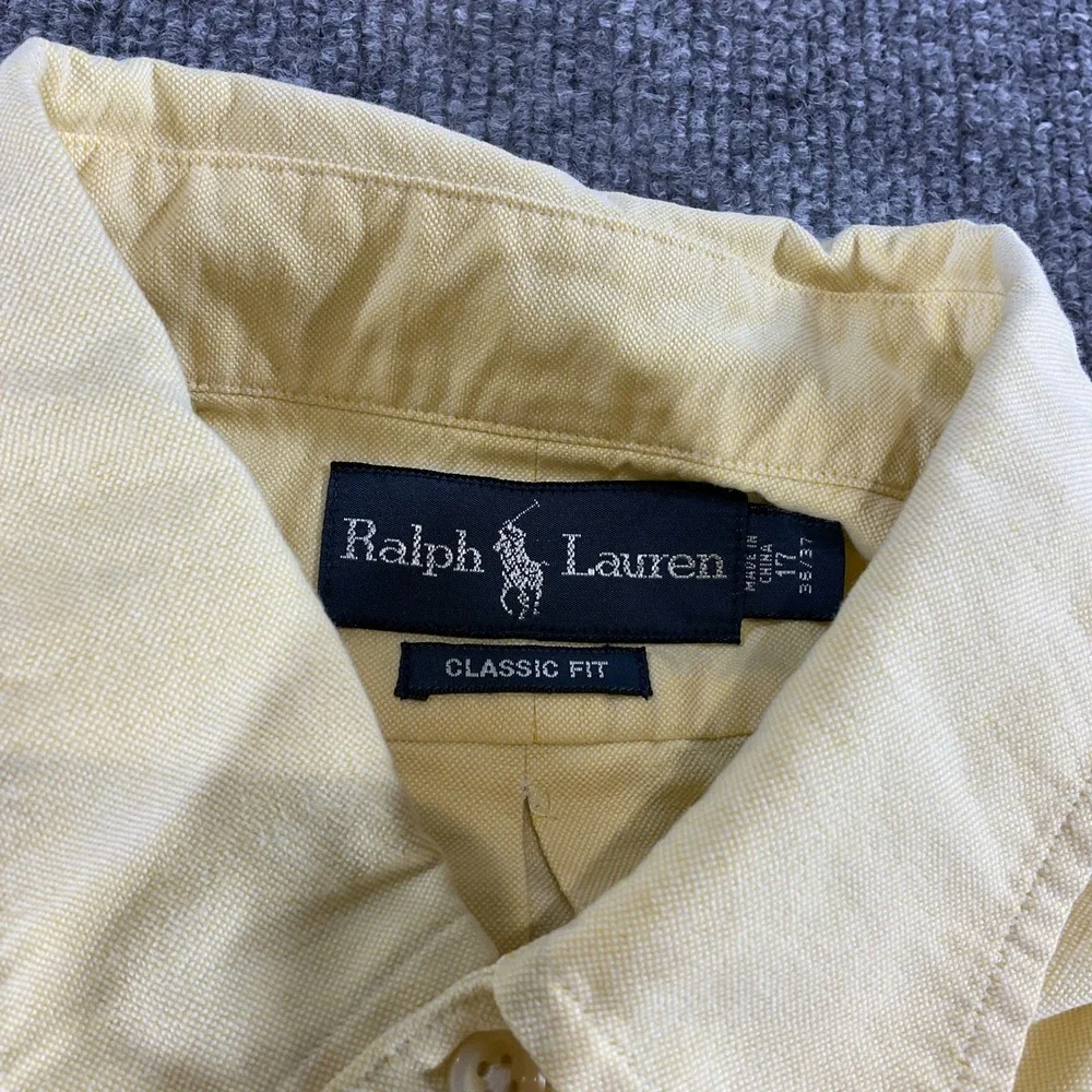 Polo Ralph Lauren Oxford Classic Fit Shirt Mens 17 36/37 Yellow Pony Button Down